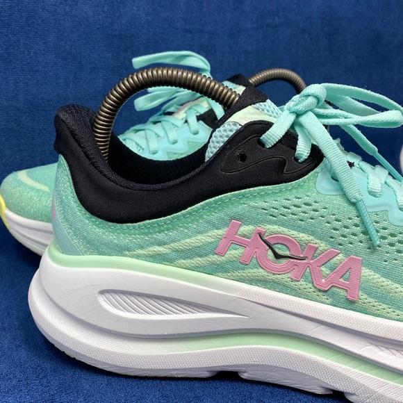 Hoka One One Bondi 9 Mint Green Women's Running Shoes Size 8 D Wide EXCELLENT - Picture 3 of 11